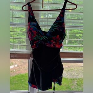 Floral Black Swimsuit Dress